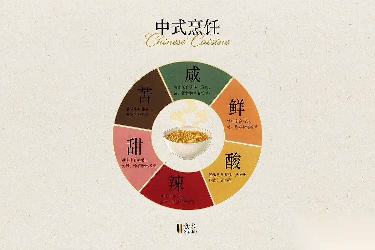 A good dish isn't spicy or sweet — it's balanced across all six flavors.