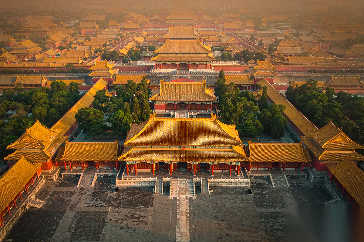 The Forbidden City is built on a strict north-south axis.